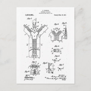 1917 Patenträtt för "Separable Fastener" Dragkedja Vykort