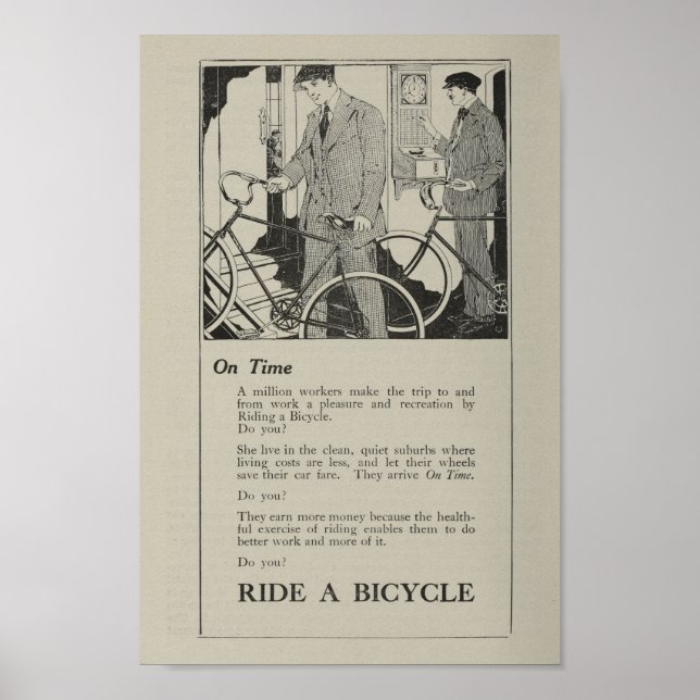1917 Vintage Bicycle Marknadsföring Ad Art Poster (Framsidan)