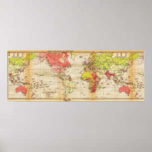 1918 års världskarta Empires and Trade Poster