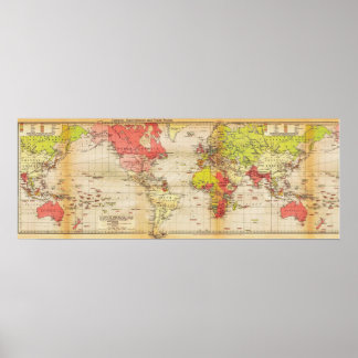 1918 års världskarta Empires and Trade Poster