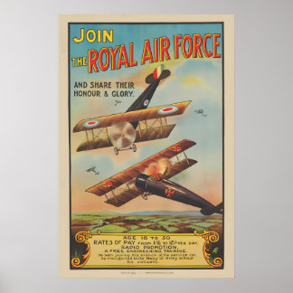 1918 Första världskriget - Gå med i Royal Air Forc Poster
