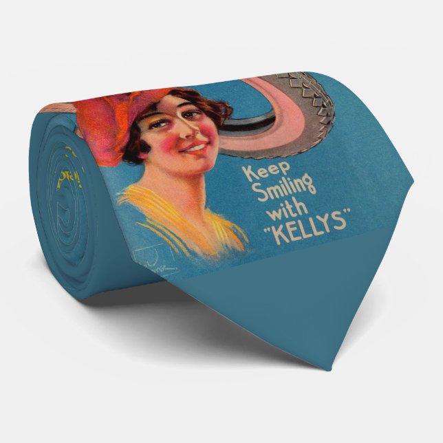 1918 Kelly Springfield däck annons Keep Smiling tr Slips (Rullad)