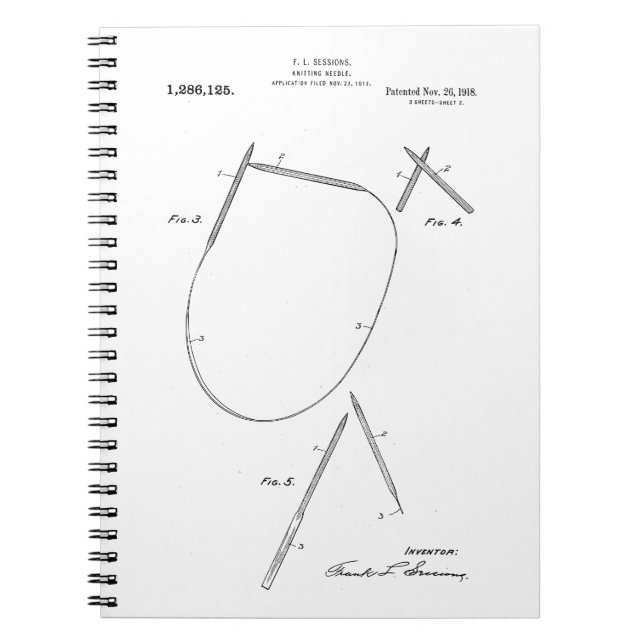 1918 Knitting Nål Patent Anteckningsbok (Framsidan)