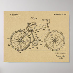 1918 Kontinuerlig utskrift av patenterad cykeldesi Poster