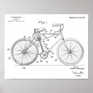 1918 Kontinuerlig utskrift av patenterad cykeldesi Poster
