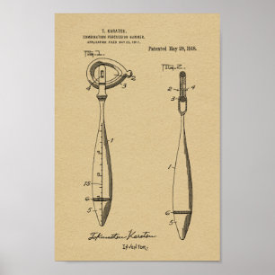 1918 Mediccal Reflex Hammer Patent Art Print Poster