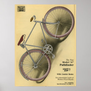 1918 Poster av Vintage Pathfinder Bicycle and Art