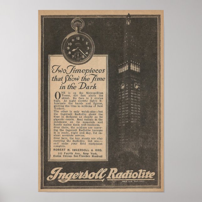 1918 Radium Watch-reklam Poster (Framsidan)