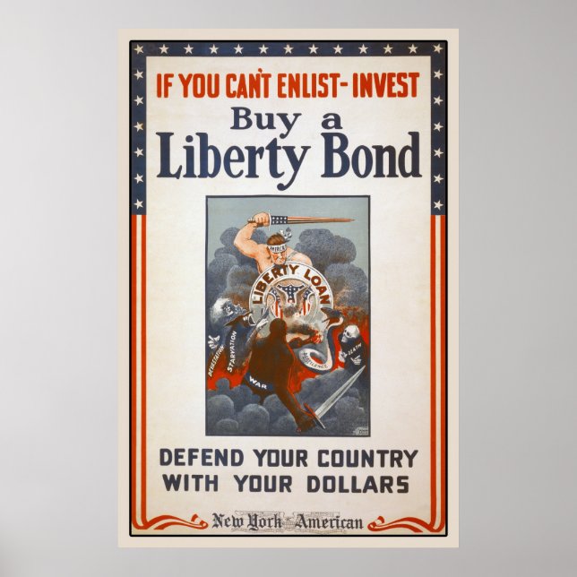 1918 Världskrig I Liberty Bond Poster (Framsidan)