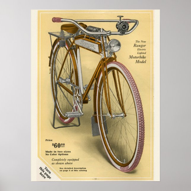 1918 Vintage Bicycle Mead Skogsvaktare and Art Pos Poster (Framsidan)