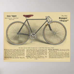 1918 Vintage Skogsvaktare Bicycle Pacer and Art Po Poster