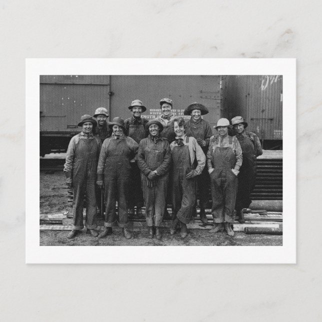 1918 Women Laborers Union Pacific Railroad Vykort (Framsida)