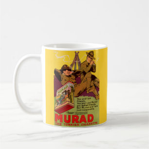 1918 WWI Murad-cigaretter och Kaffemugg