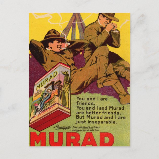 1918 WWI Murad-cigaretter och Vykort (Framsida)