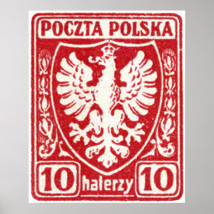 1919 10h Polska Eagle Frimärke Poster