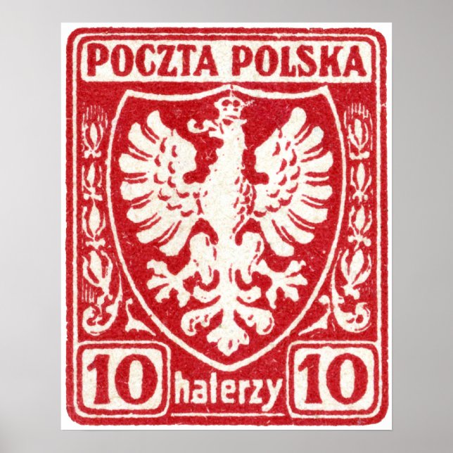 1919 10h Polska Eagle Frimärke Poster (Framsidan)