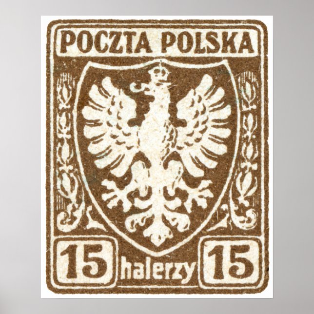 1919 15h Polska Eagle Frimärke Poster (Framsidan)