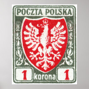 1919 1k Polska Eagle Frimärke Poster