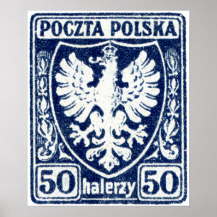 1919 50 tim Polska Eagle Frimärke Poster