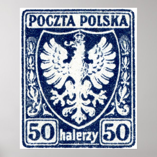 1919 50 tim Polska Eagle Frimärke Poster (Framsidan)