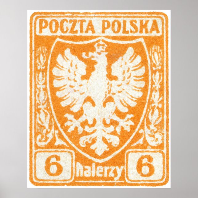 1919 6h Polska Eagle Frimärke Poster (Framsidan)