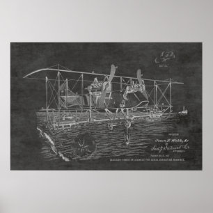 1919 Biplan Bomber Patent Art Teckning Skriv ut Poster