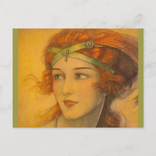 1919 fantastiskt rödhårig vykort