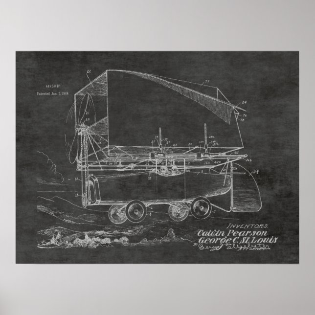 1919 Flygbil - Patent Art Teckning Skriv ut Poster (Framsidan)