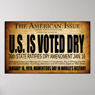 1919 FÖRBUD MOT DRY ERA BÖRJAR! HEADLINE POSTER