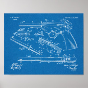 1919 Gun Auto Patent Art Teckning Skriv ut Poster