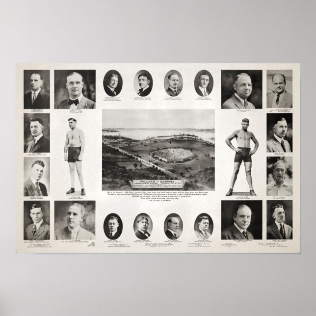 1919 Jeff Willard mot Jack Dempsey Fight Poster (Framsidan)