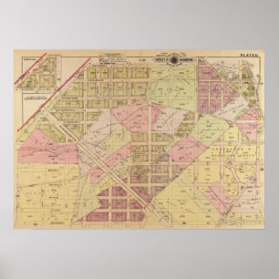 1919 karta i American Universiteten Park, Washingt Poster