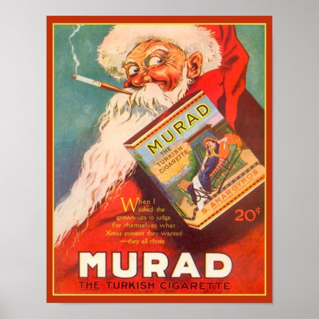 1919 Murad Turkey Cigarette Jultomten Poster (Framsidan)