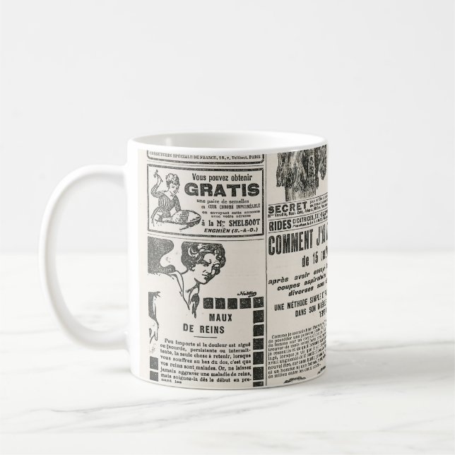 1919 Paris Mode: Antique Newspaper Page Kaffemugg (Vänster)