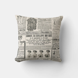 1919 Paris Mode: Antique Newspaper Page Kudde