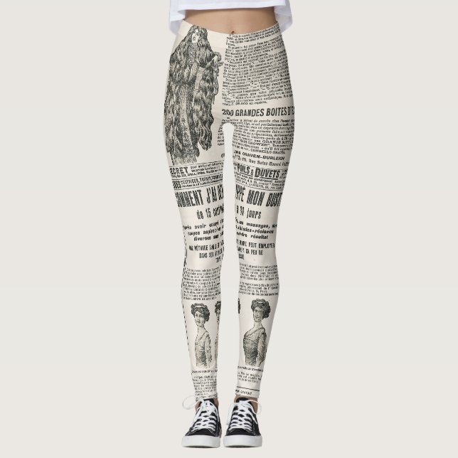 1919 Paris Mode: Antique Newspaper Page Leggings (Framsida)