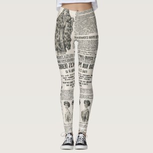 1919 Paris Mode: Antique Newspaper Page Leggings