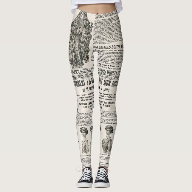 1919 Paris Mode: Antique Newspaper Page Leggings (Framsida)