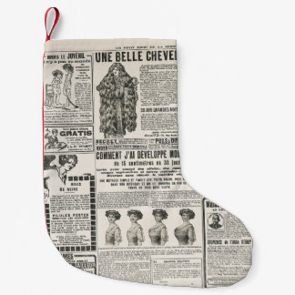 1919 Paris Mode: Antique Newspaper Page Liten Julstrumpa