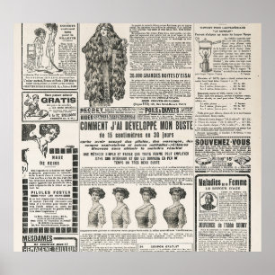 1919 Paris Mode: Antique Newspaper Page Poster