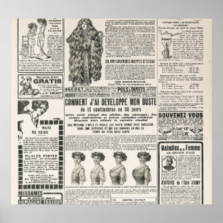 1919 Paris Mode: Antique Newspaper Page Poster