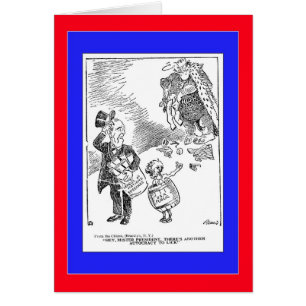 1919 Politisk Tecknad Hälsningskort