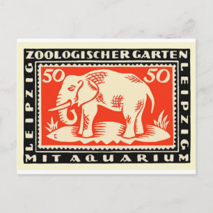 1919 Tyskland Leipzig Zoo Notgeld Banknote Vykort
