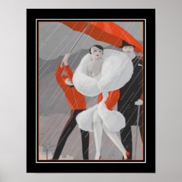1920 års Art Deco "Rainy Day" Poster