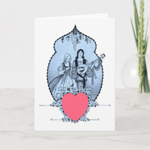 1920 års Troubadour & Demoiselle Valentine Card Ar Helgkort