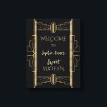 1920 års Underbara Gatsby Art Deco SWEET 16 C Canvastryck<br><div class="desc">Den glamorösa,  romantiska och elegant Charm Roaring 20:s Underbara Gatsby-kort,  inspirerad av 1920-talets glamor,  glitz,  gamle Hollywood och Underbara Gatsby. Det finns även på vitt. Använda Anpassa verktyg om du vill lägga till din information. Om du vill ha mer,  gå till min charm Roaring 20:s Underbara Gatsby Collection.</div>