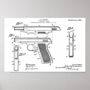 1920 Automatisk utskrift av Gun Patent Art Tecknin Poster
