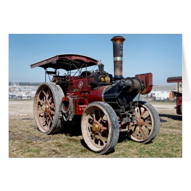 1920 Burrell 6nhp Road Locomotive and Crane Engine Hälsningskort (Framsidan Horizontal)