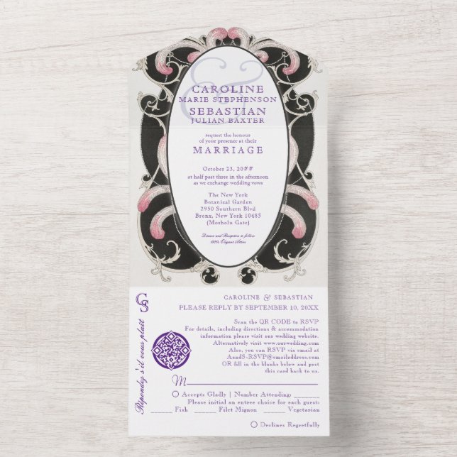 1920 Chic Art Deco Gatsby Mode Monogram Bröllop (Insida)