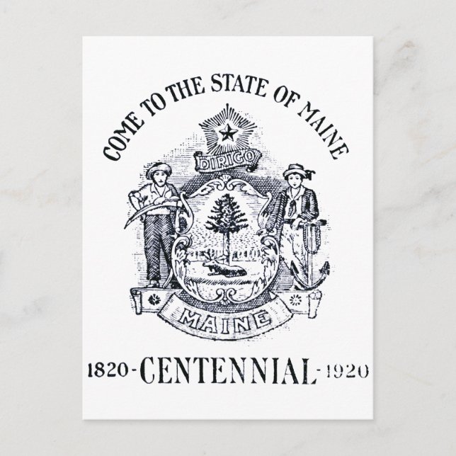 1920 Delstaten Maine Centennial Vykort (Framsida)